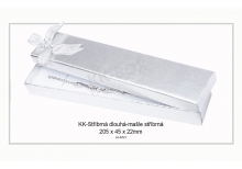 Krabička stříbrná dlouhá, stříbrná mašle - KK/LU-6/SI-1